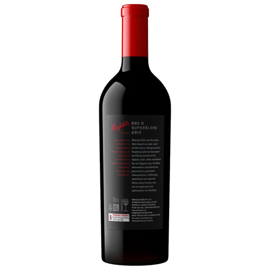 2018 Penfolds Superblend 802.B Cabernet Shiraz back label