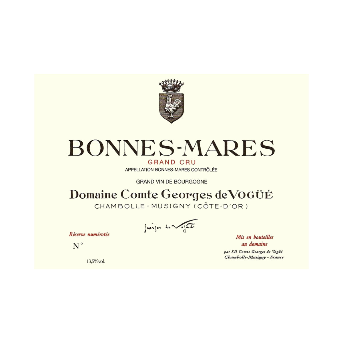 2021 Comte Georges de Vogue Bonnes-Mares Grand Cru front label