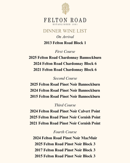 Felton Road Winemaker Dinner | Mon July 27