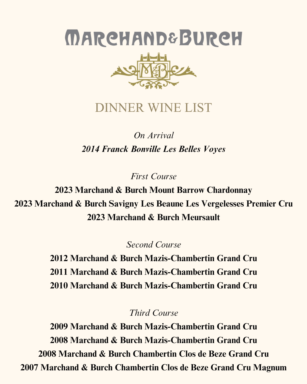 Marchand and Burch Dinner | Sun July 26