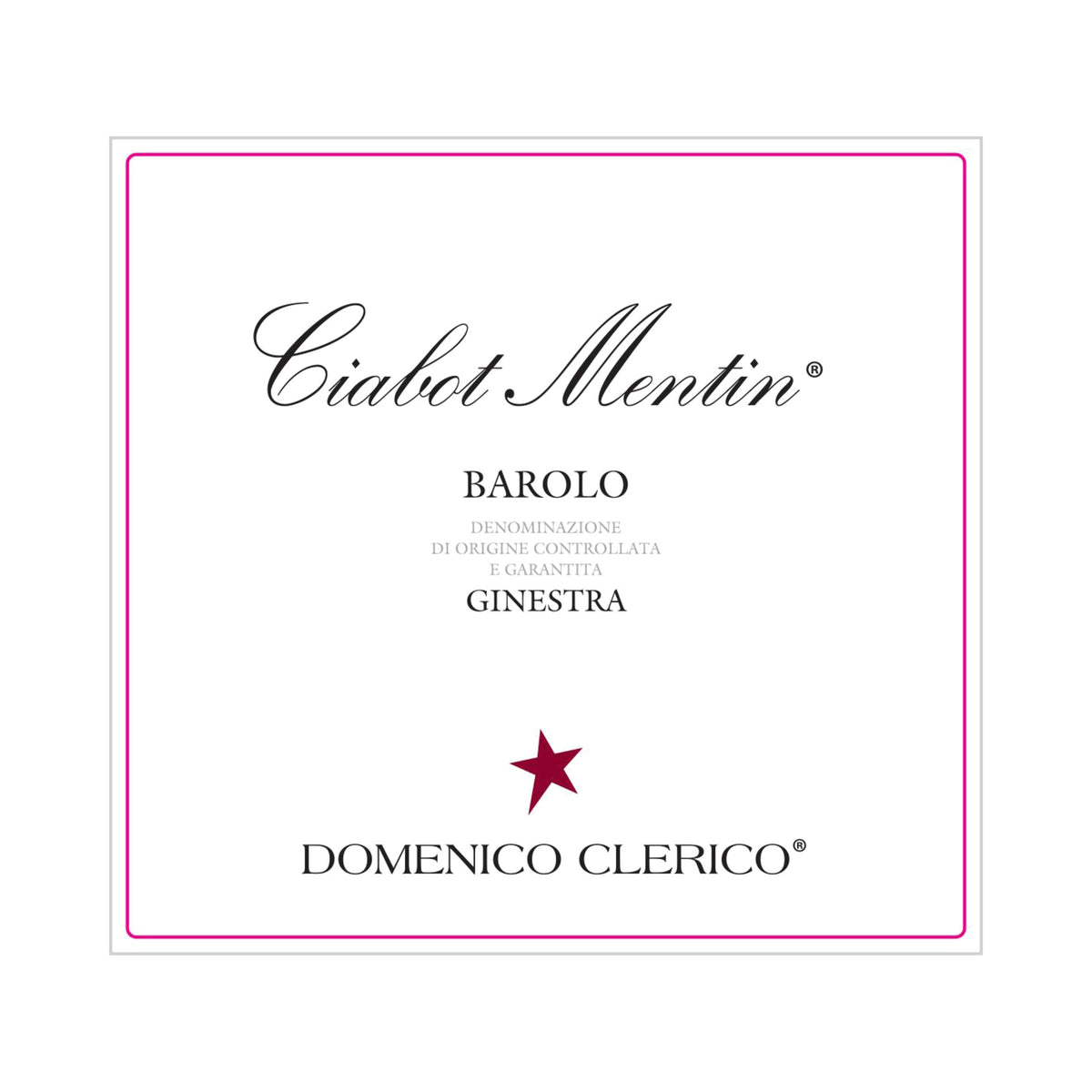 2018 Domenico Clerico Barolo 'Ciabot Mentin' front label