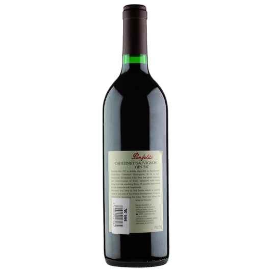 1998 Penfolds Bin 707 Cabernet Sauvignon back label
