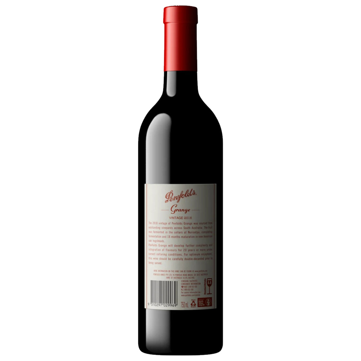 2018 Penfolds Grange Shiraz back label