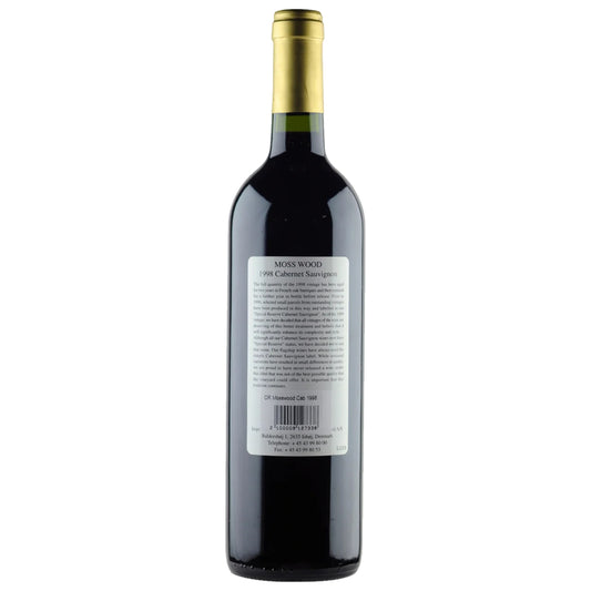 1998 Moss Wood Cabernet Sauvignon back label