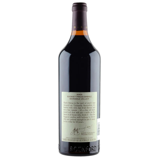 2005 Rockford Basket Press Shiraz back label