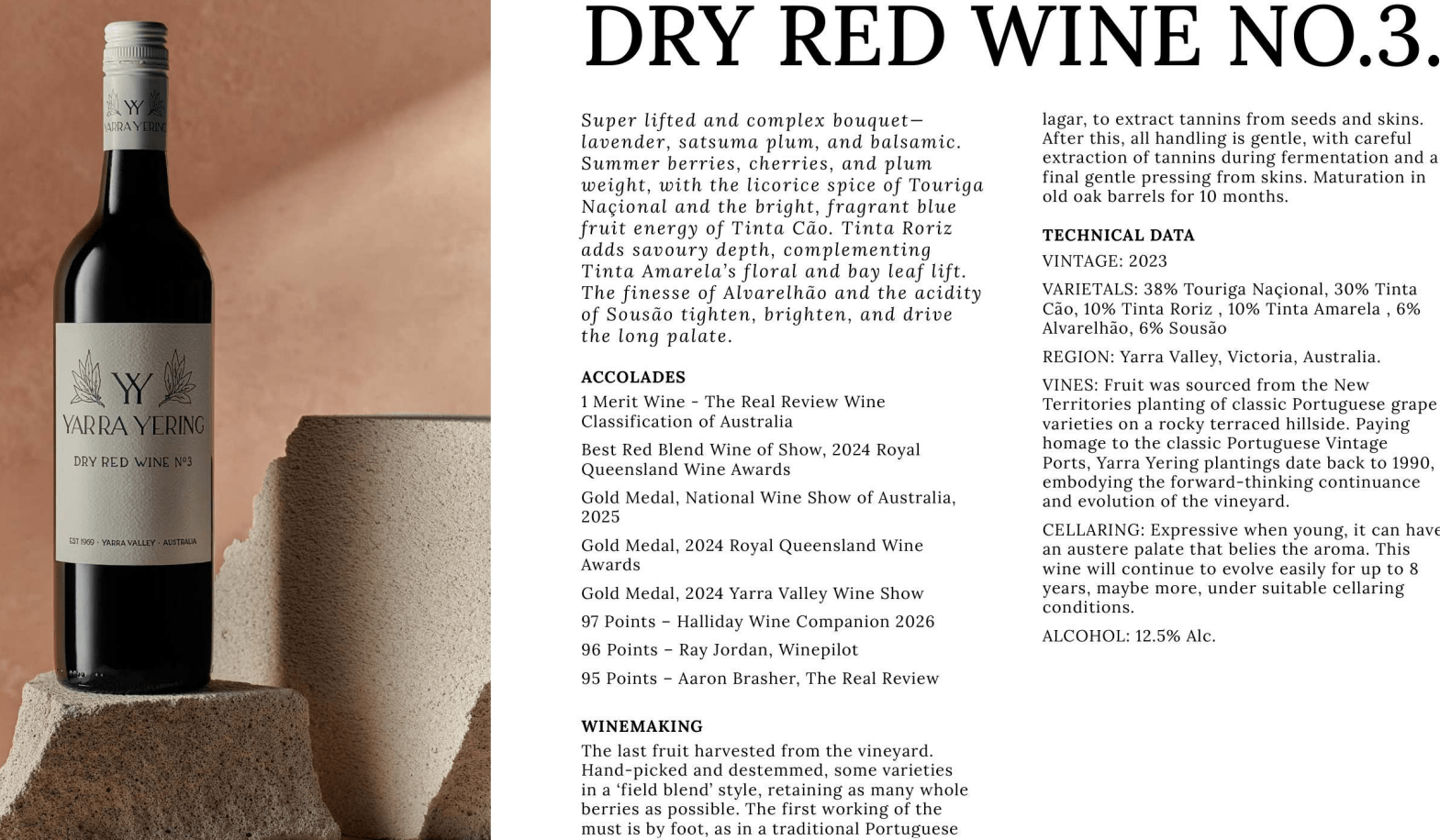 2023 Yarra Yering Dry Red No 3 Info