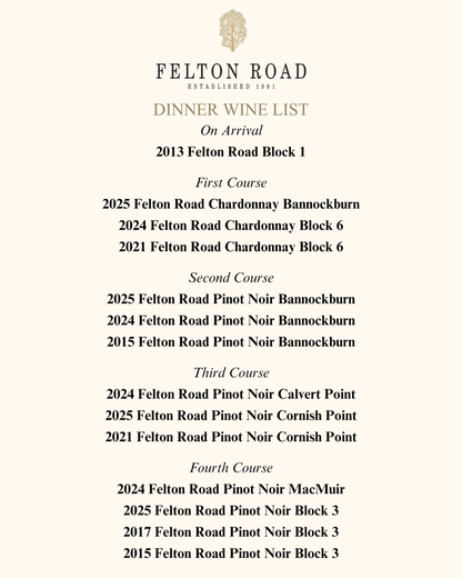 Felton Road Winemaker Dinner | Mon July 27