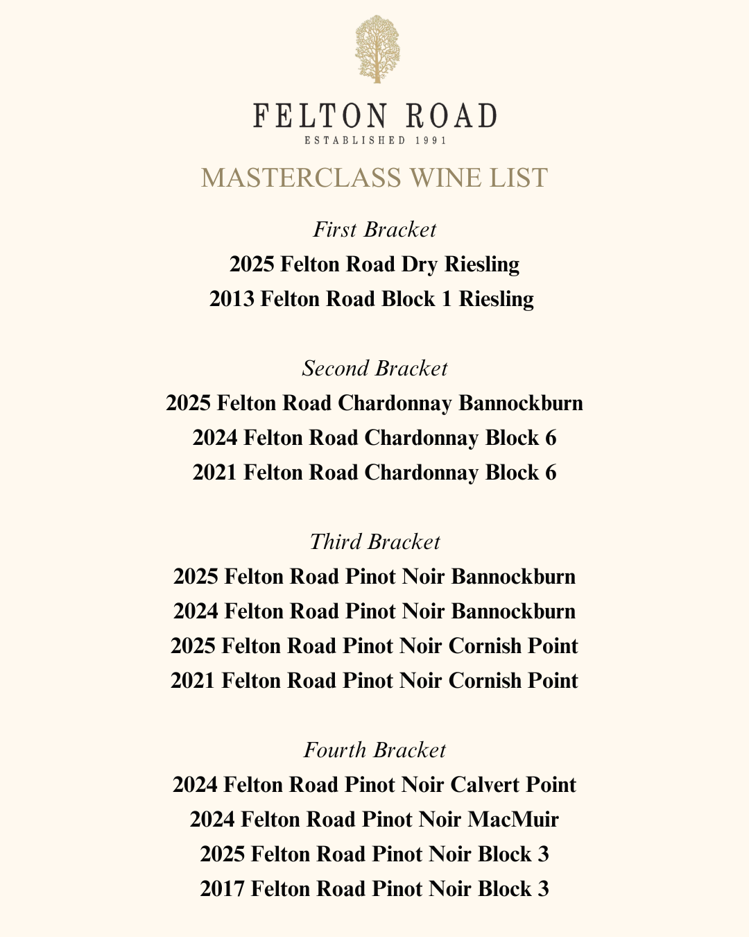 Felton Road Winemaker Masterclass | Mon July 27