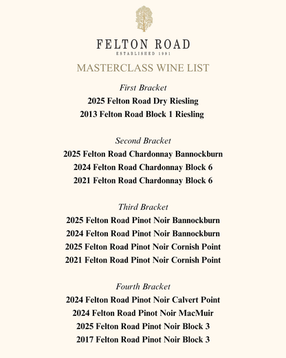 Felton Road Winemaker Masterclass | Mon July 27