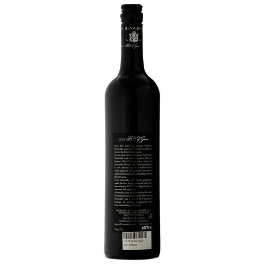 2005 Henschke 'Hill of Grace' Shiraz (Museum) back label