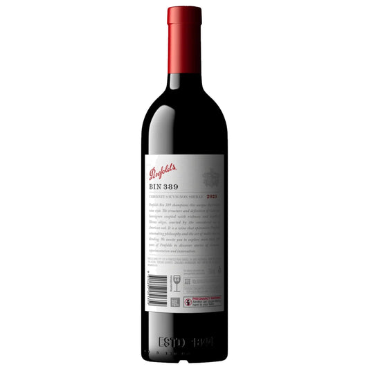 2023 Penfolds Bin 389 Cabernet Shiraz back label