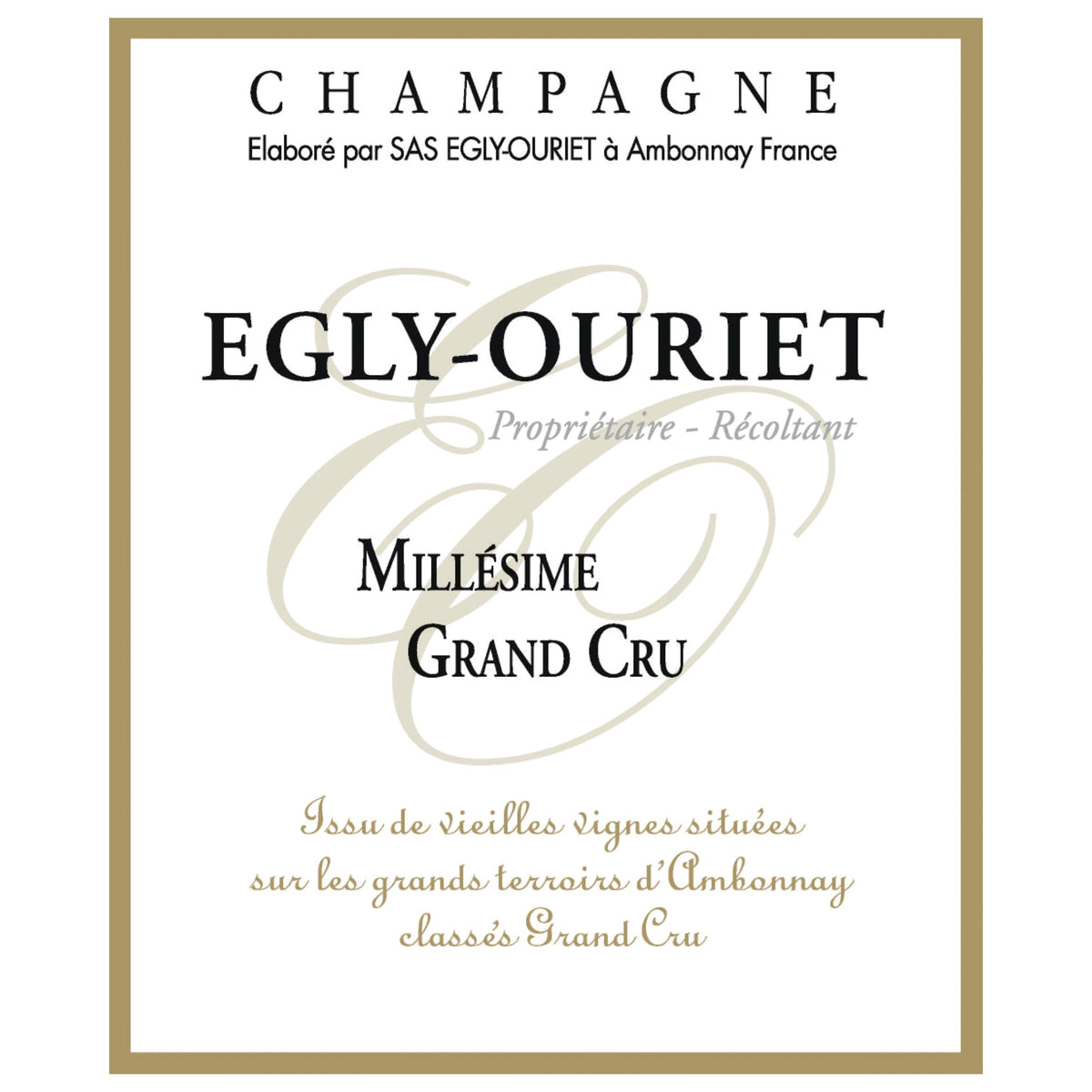 2015 Egly-Ouriet Grand Cru Millesime Champagne front label