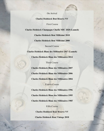 Charles Heidsieck Official Australian Launch Dinner: Blanc des Millénaires 2017 & Champagne Charlie 2020 | Tues March 17 – Cullen